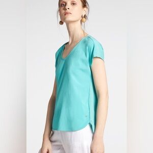 SANDWICH Torquoise Silky Front Cotton Blouse
